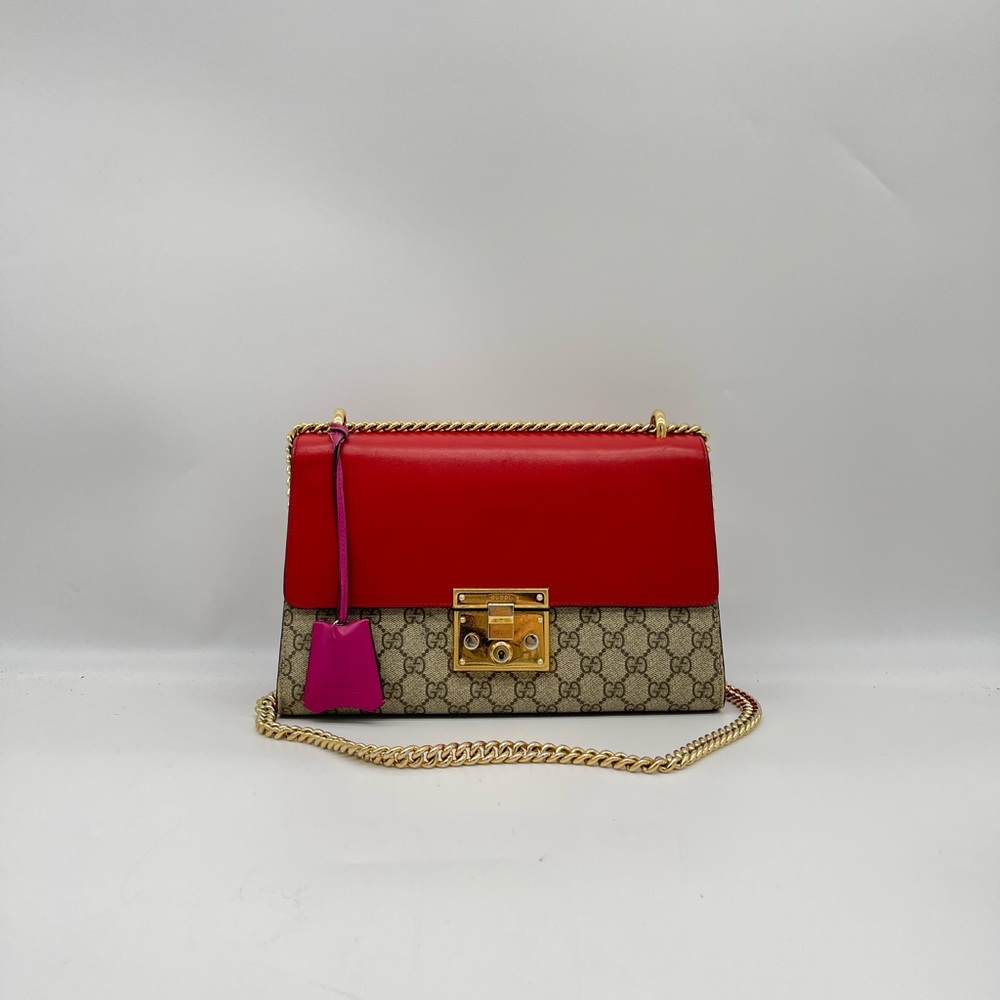 Gucci GG Logo Supreme Medium Padlock Shoulder Bag Crossbody
